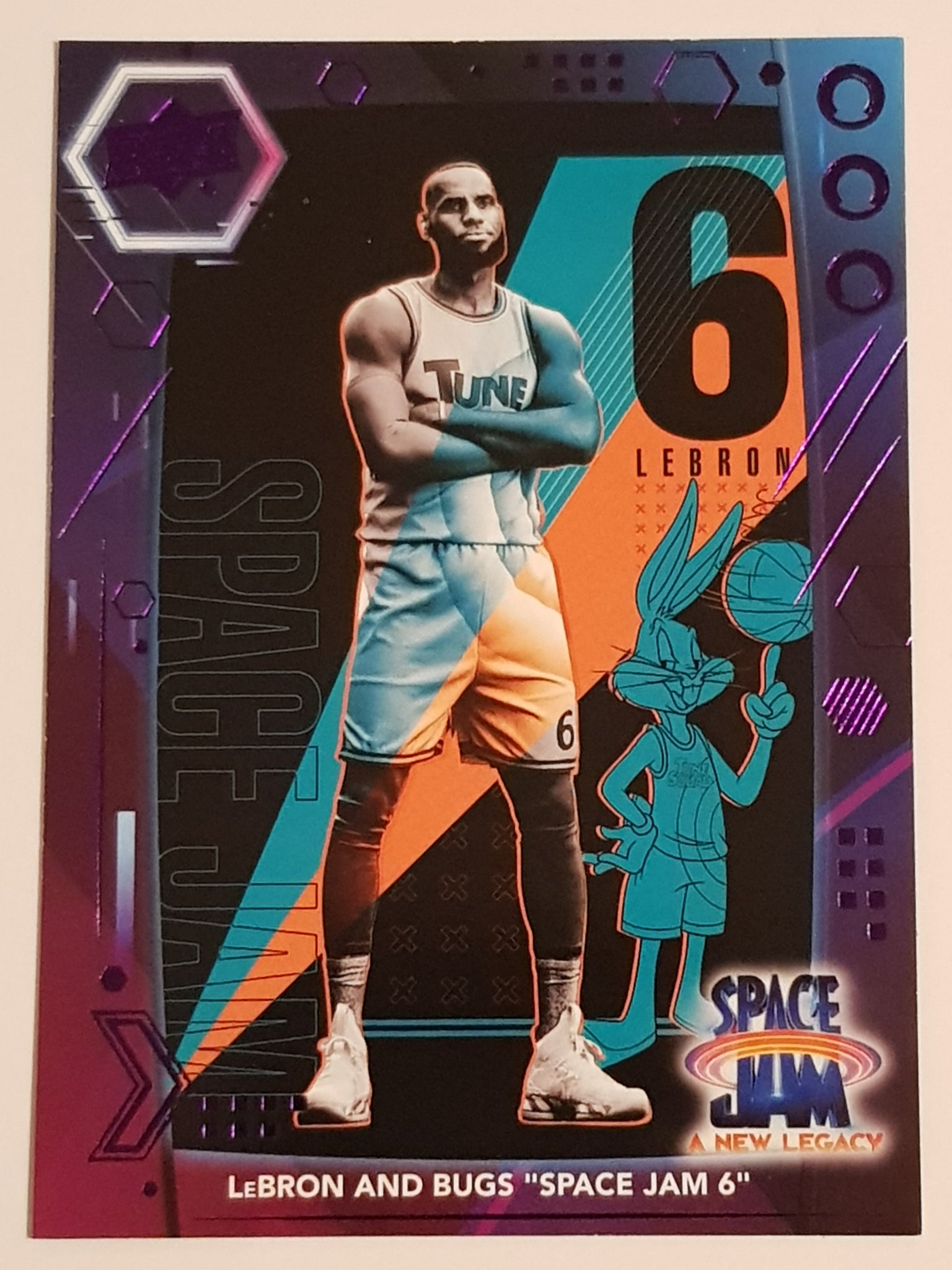 2021 Upper Deck Space Jam A New Legacy Lebron and Bugs "Space Jam 6" #46 Purple Parallel Base Trading Card