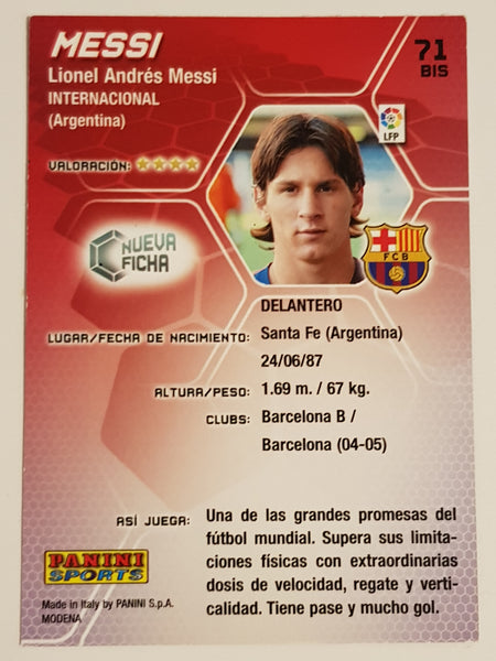 2005-06 Panini La Liga Mega Cracks Lionel Messi #71bis Trading Card (2nd Year)