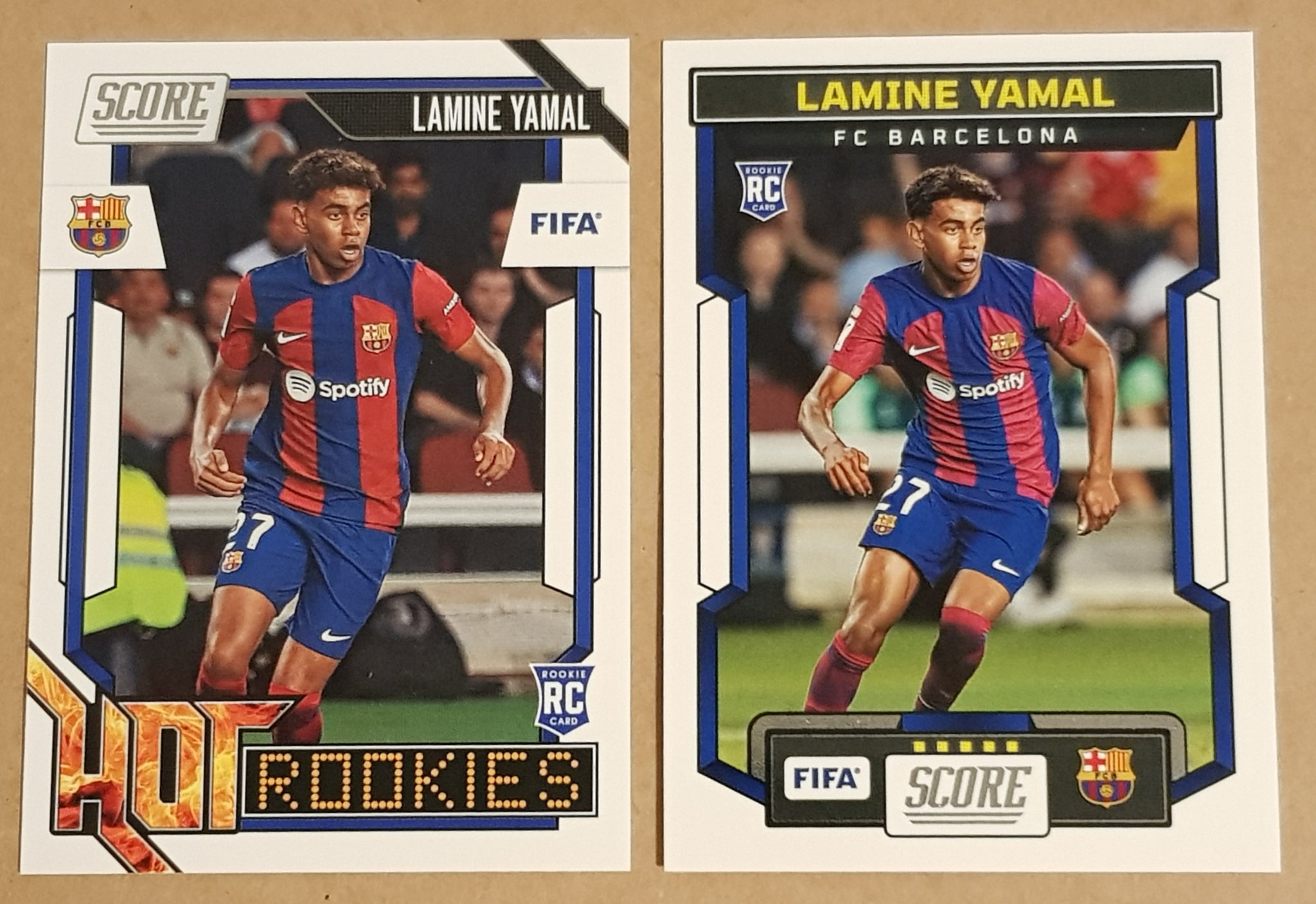 2023-24 Panini Score FIFA Lamine Yamal #87 Base + Hot Rookies #18 Rookie Card Lot