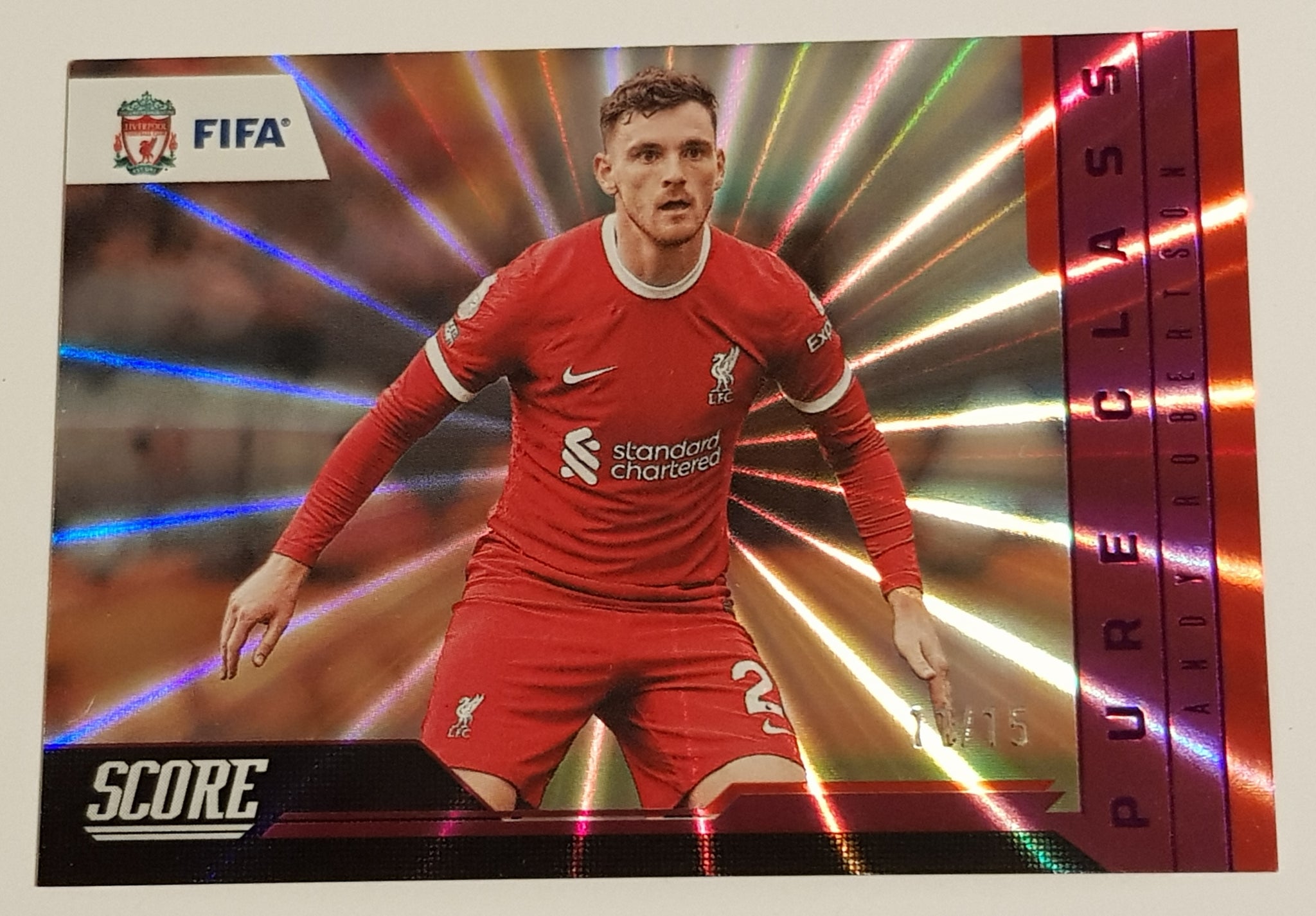 2023-24 Panini Score FIFA Pure Class Andy Robertson #10 Purple Laser Parallel /15 Trading Card