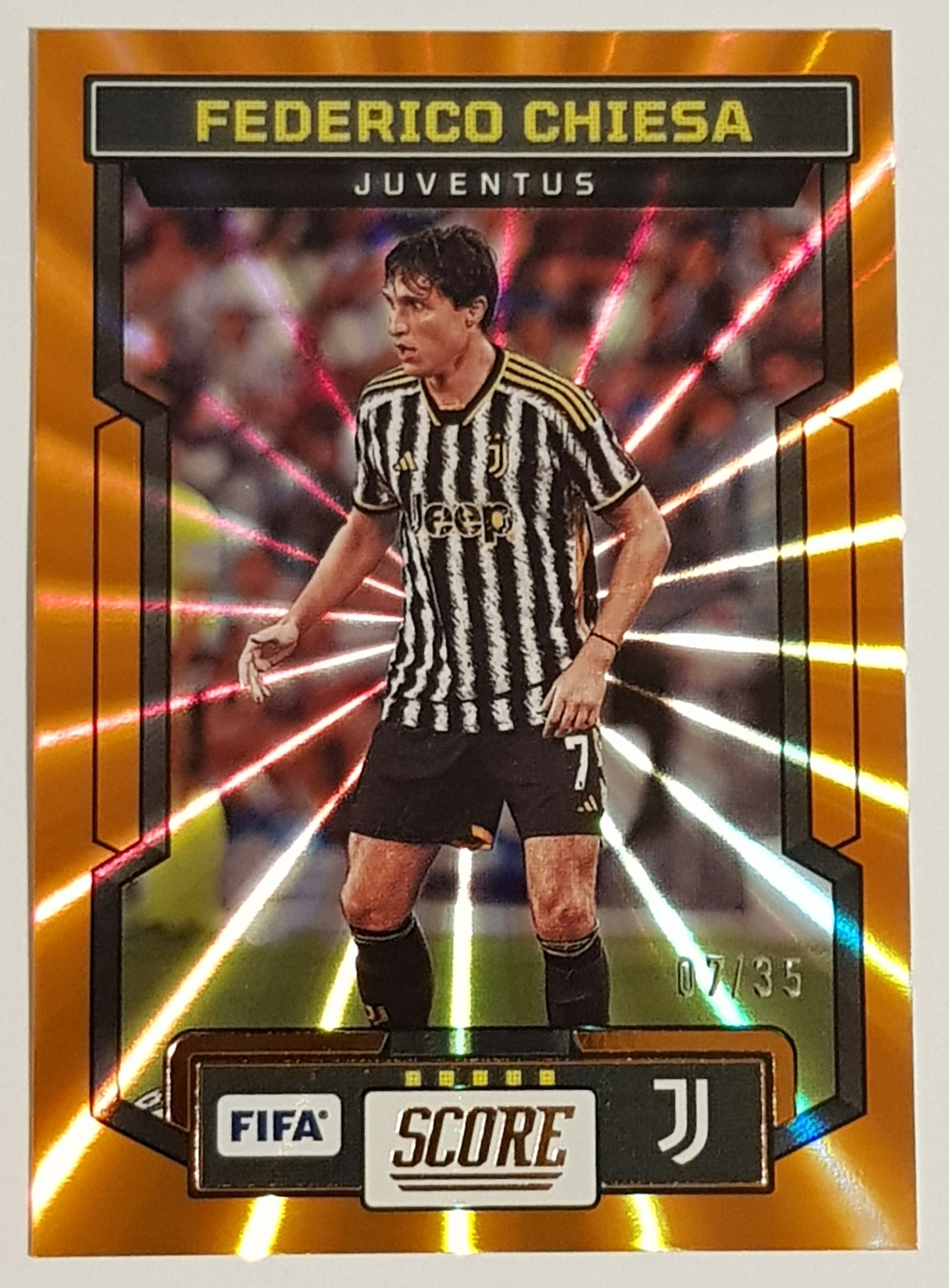 2023-24 Panini Score FIFA Federico Chiesa #119 Orange Laser Parallel /35 Trading Card (Jersey Number!)