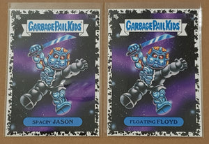 Garbage Pail Kids Intergoolactic Mayhem Spacin' Jason/Floating Floyd #56a/b Black Hole Parallel Trading Card Set