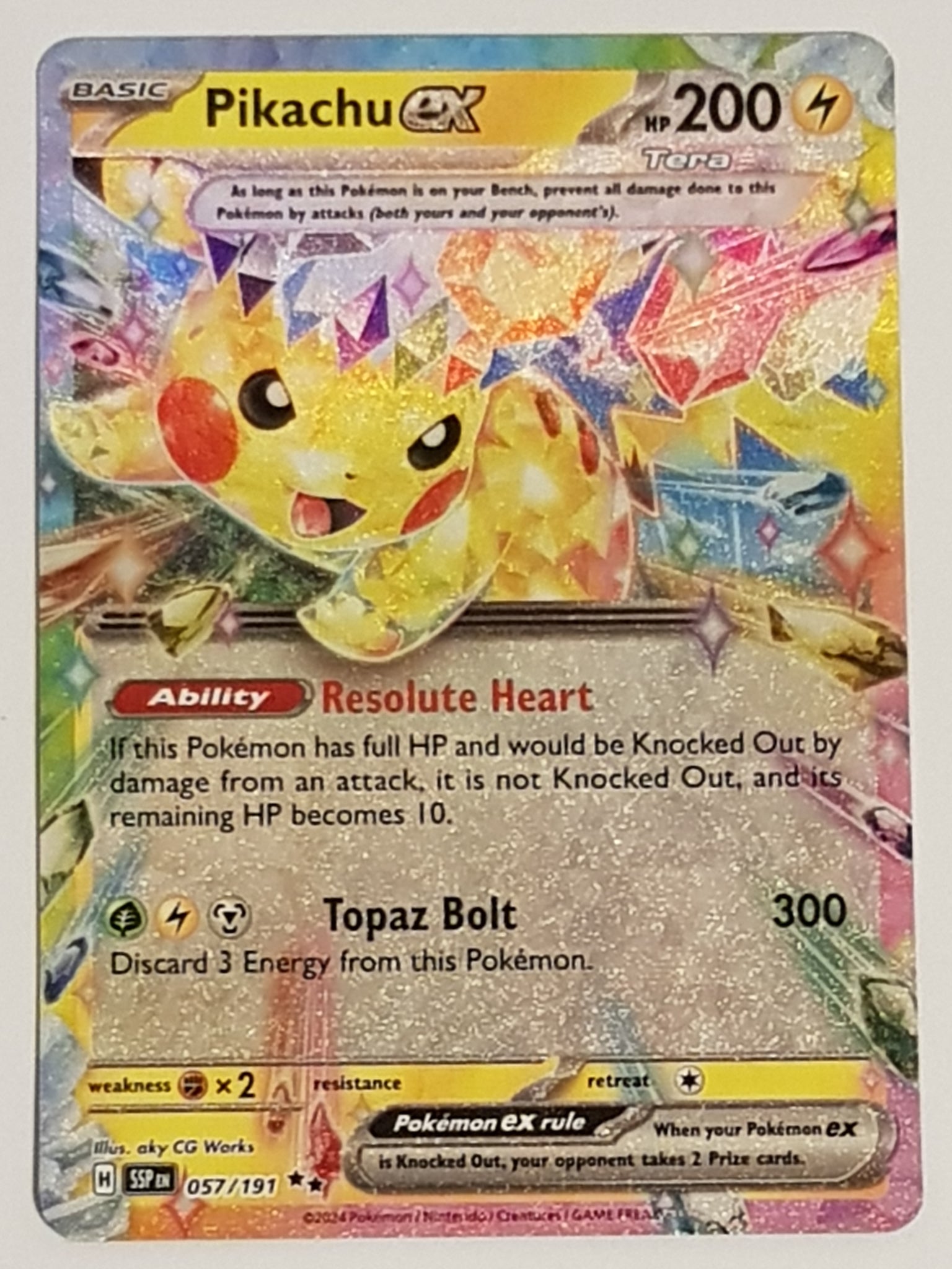 Pokemon Scarlet and Violet Surging Sparks Pikachu Ex #057/191 Double Rare Holo Trading Card