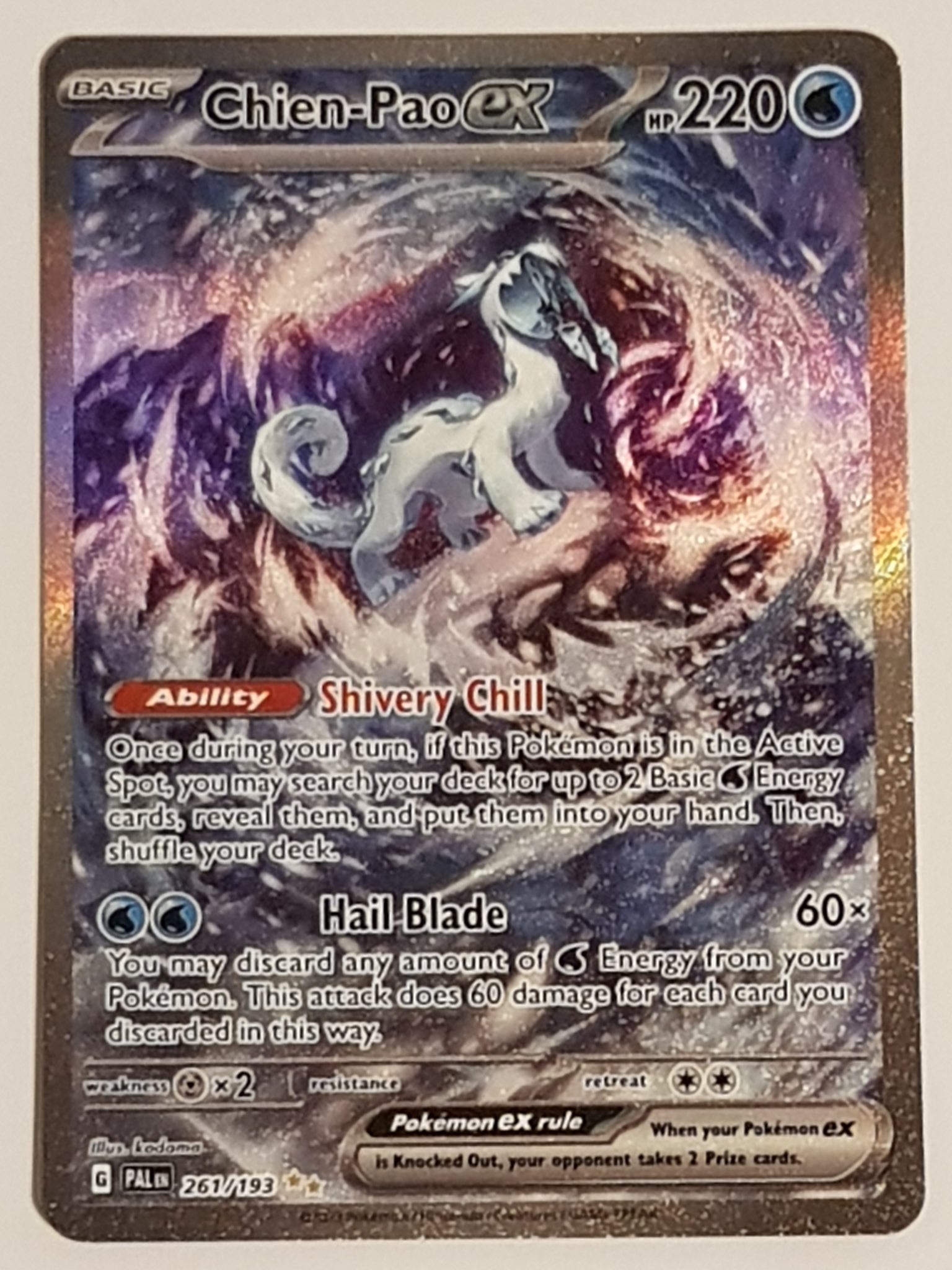 Pokemon Scarlet and Violet Paldea Evolved Chien-Pao Ex #261/193 Special Illustration Rare Holo Trading Card