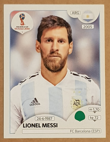 2018 Panini FIFA World Cup Russia Lionel Messi #276 Sticker (Pink Back)