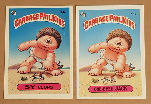 Garbage Pail Kids Original Series 2 #44a/b - Sy Clops/One-Eyed Jack Sticker Set (1st Print/Matte)