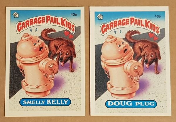 Garbage Pail Kids Original Series 2 #43a/b - Smelly Kelly/Doug Plug Sticker Set (1st Print/Matte)