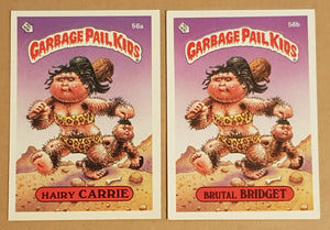 Garbage Pail Kids Original Series 2 #56a/b - Hairy Carrie/Brutal Bridget Sticker Set (1st Print/Matte)