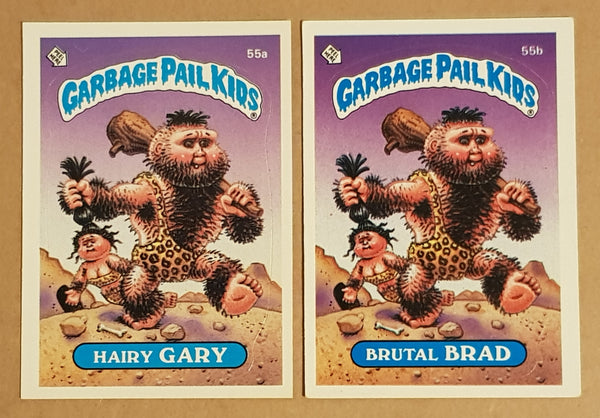 Garbage Pail Kids Original Series 2 #55a/b - Hairy Gary/Brutal Brad Sticker Set (1st Print/Matte)