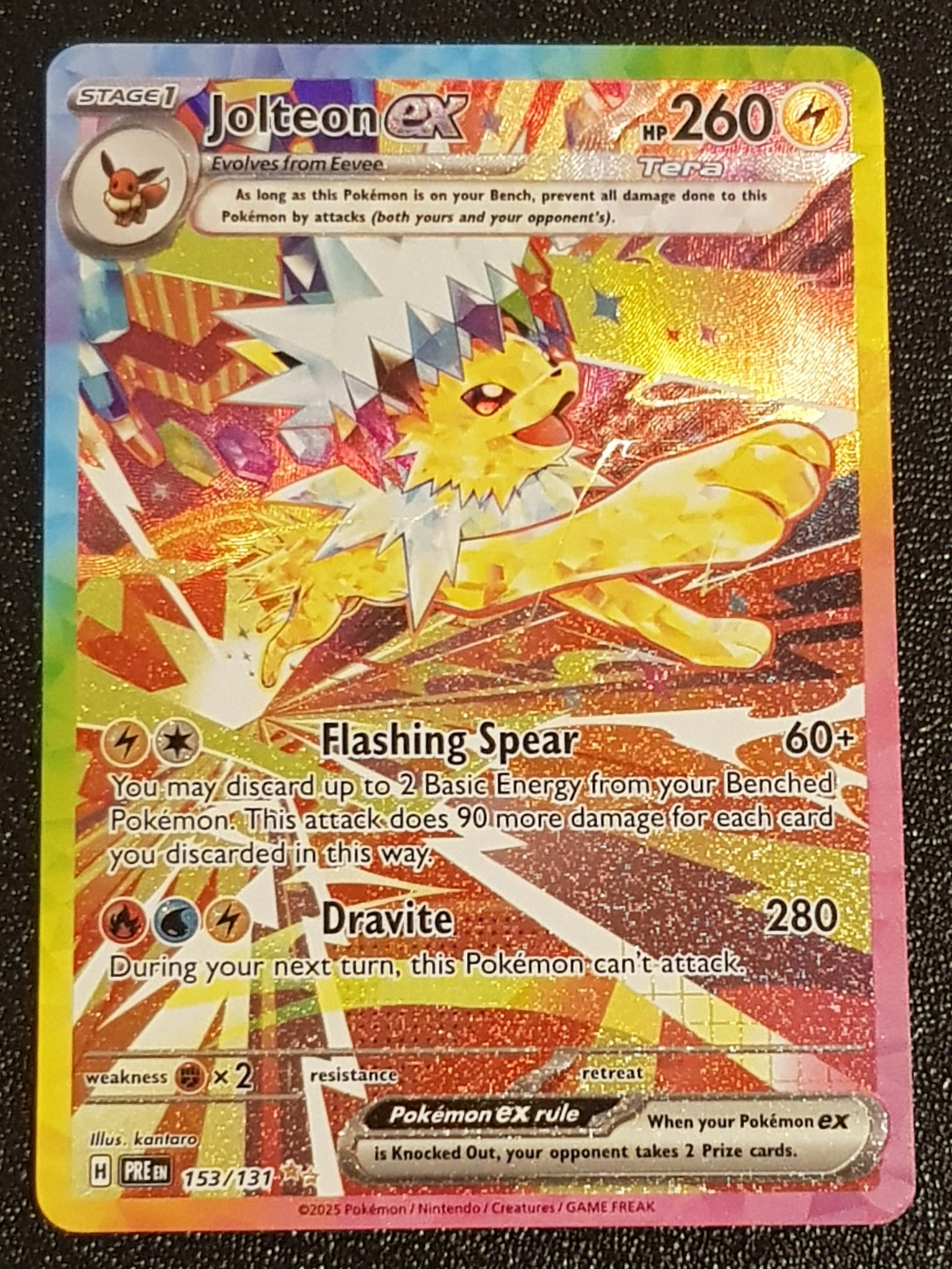 Pokemon Scarlet and Violet Prismatic Evolutions Jolteon Ex #153/131 Special Illustration Rare Holo Trading Card