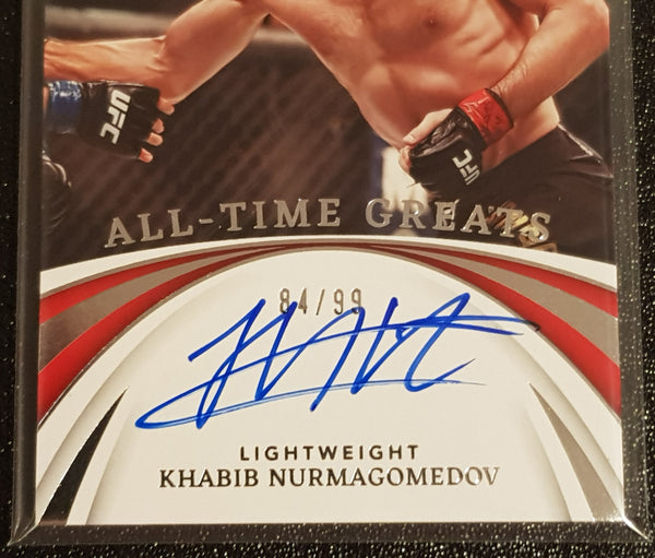 2022 Panini Immaculate Collection UFC All-Time Greats Khabib Nurmagomedov #AT-KBN /99 Autograph Card