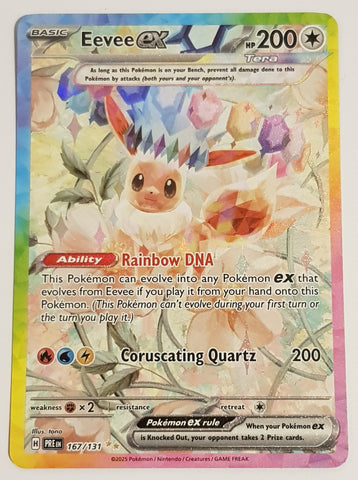 Pokemon Scarlet and Violet Prismatic Evolutions Eevee Ex #167/19l31 Special Illustration Rare Holo Trading Card