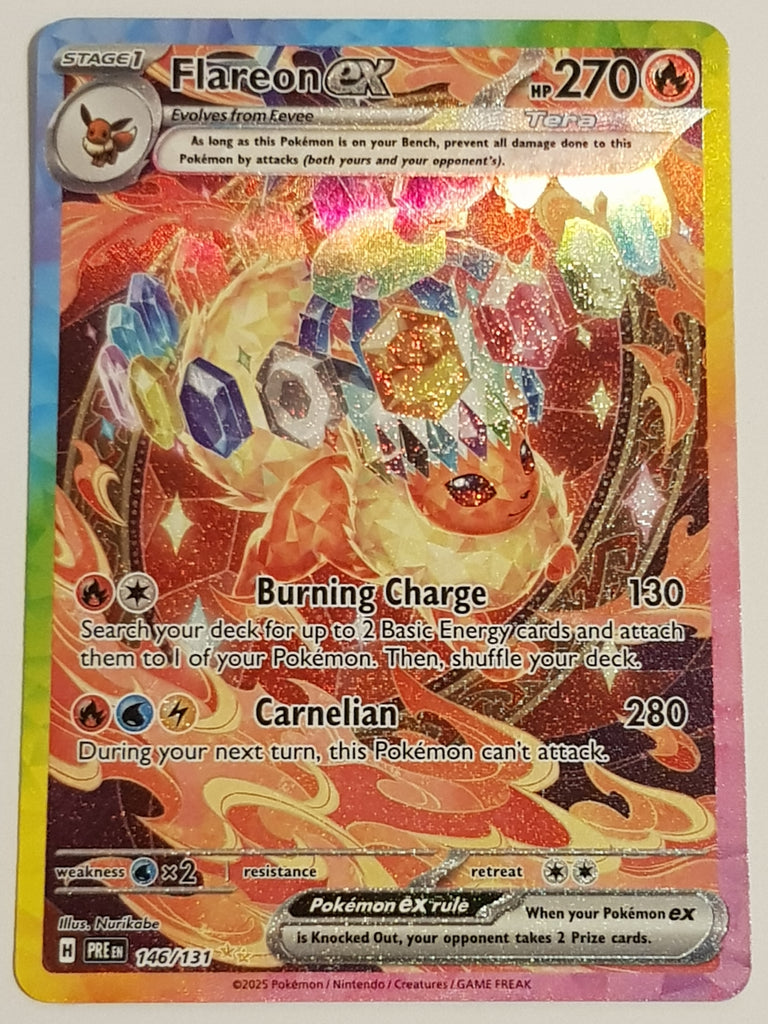rare flareon card Pokemon Scarlet and Violet Prismatic Evolutions Flareon Ex #146/131 Sp – Rotterdam Comics