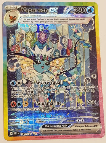 Pokemon Scarlet and Violet Prismatic Evolutions Vaporeon Ex #149/19l31 Special Illustration Rare Holo Trading Card