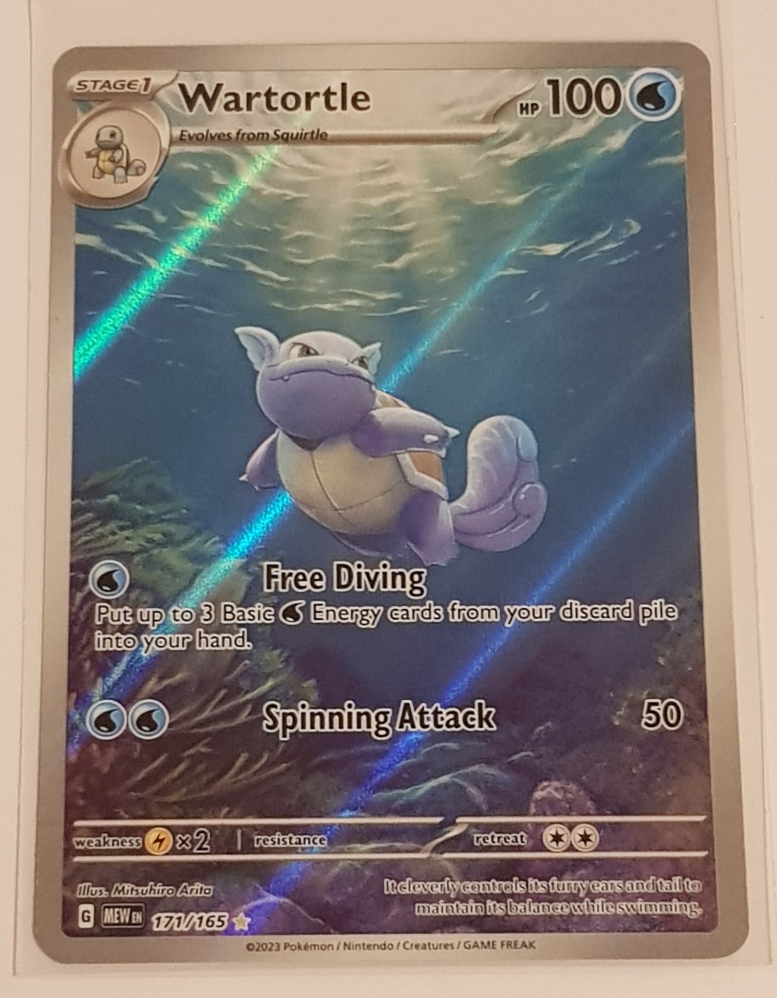 rare wartortle card 2023 Pokemon Mew En-151 171 Wartortle Illustration Rare PSA 8