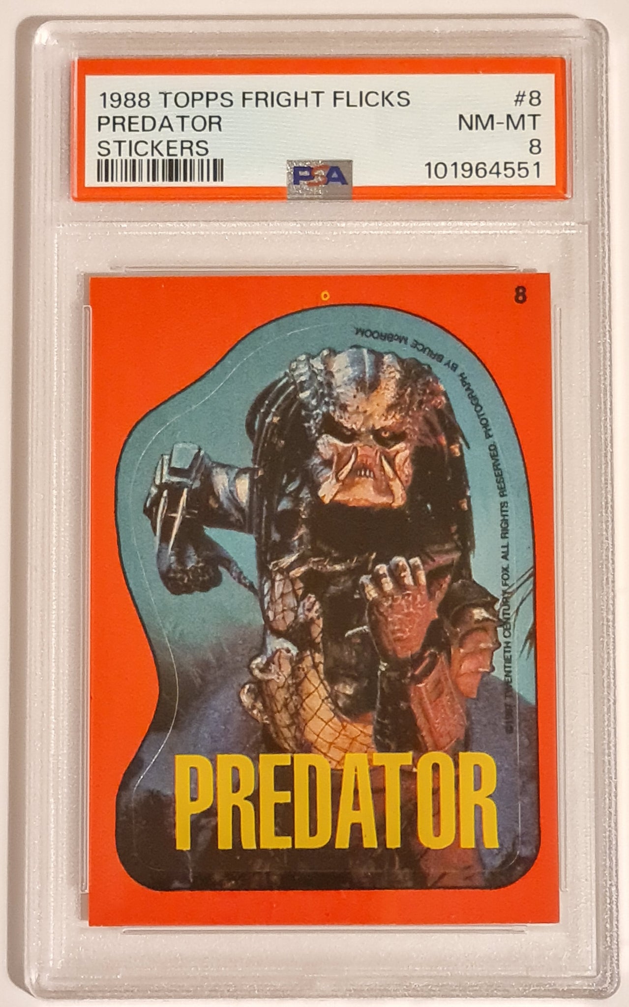 1988 Topps Fright Flicks Sticker Card #8 PSA 8 Predator Trading Card