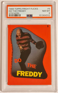 1988 Topps Fright Flicks Sticker Card #5 PSA 8 Do the Freddy Trading Card