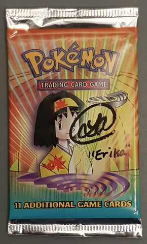 2000 Pokemon Gym Heroes Sealed 'Erika' Trading Card Pack (Signed by Leah Applebaum)
