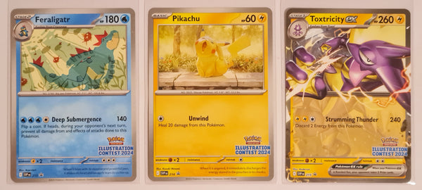 Pokemon Scarlet and Violet Illustration Contest 2024 Feraligatr/Pikachu/Toxtricity SVP #213-215 Sealed Black Star Promo Set