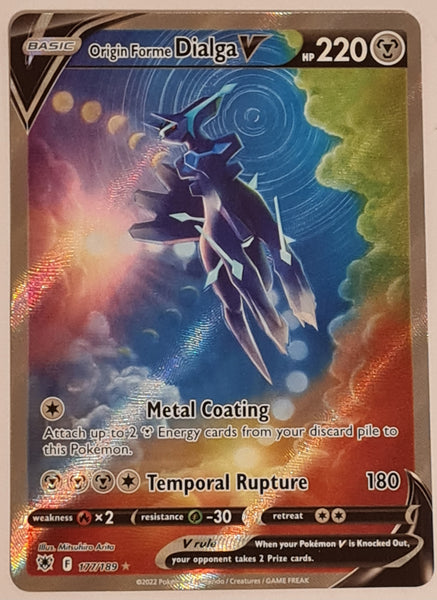 Pokemon Sword and Shield Astral Radiance Origin Forme Dialga V #177/189 Special Illustration Rare Holo Trading Card