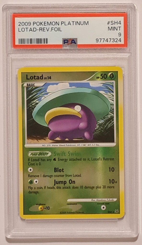 Pokemon Platinum Lotad #SH4 PSA 9 Secret Rare Reverse Holo Trading Car Rotterdam Comics Pokemon Platinum Lotad #SH4 PSA 9 Secret Rare Reverse Holo Trading Car Rotterdam Comics