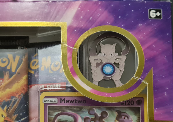 Pokemon Sun and Moon Hidden Fates (3) Booster Pack Mewtwo Pin Collection