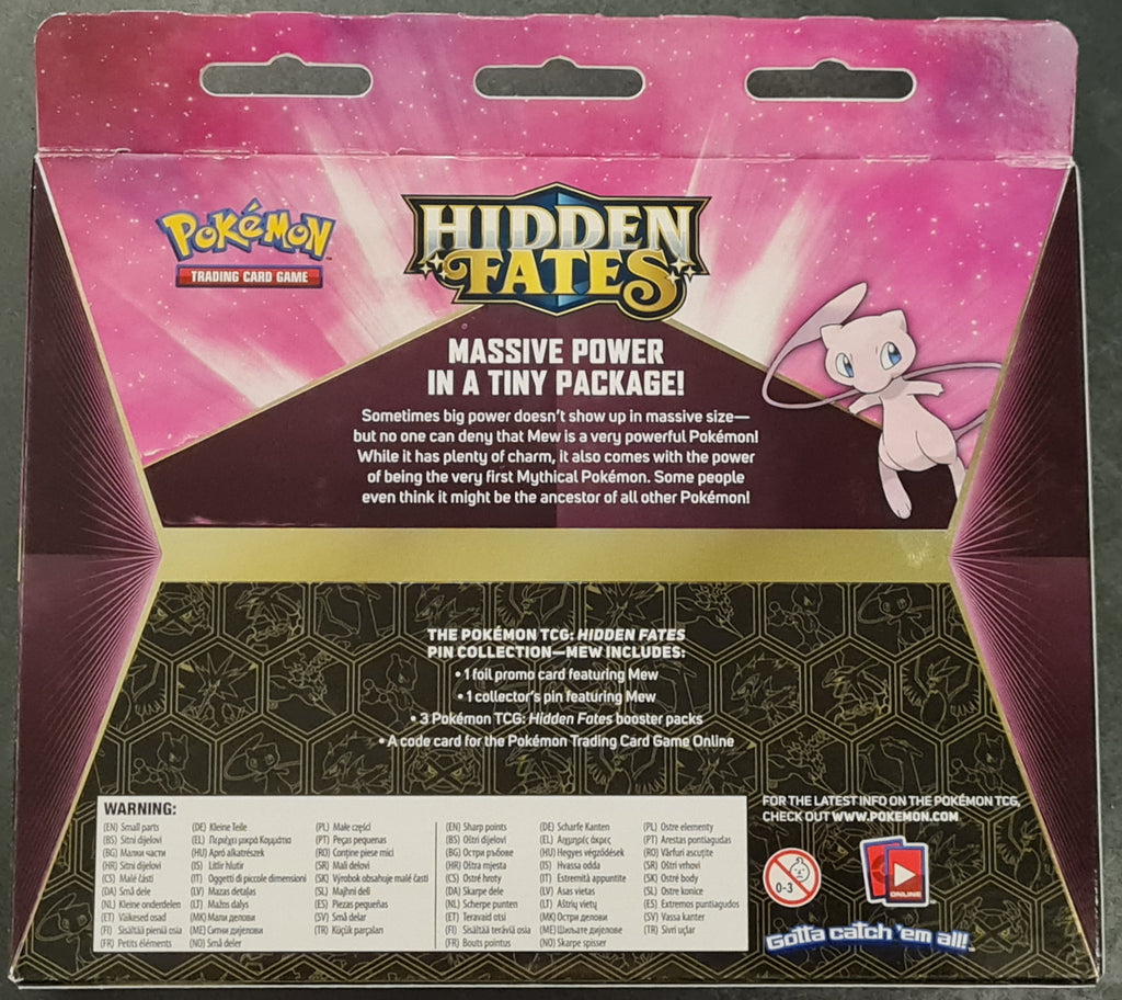 Pokemon Sun and Moon Hidden Fates Mew Pin Collection (3) Booster Pack Rotterdam Comics Pokemon Sun and Moon Hidden Fates Mew Pin Collection (3) Booster Pack Rotterdam Comics