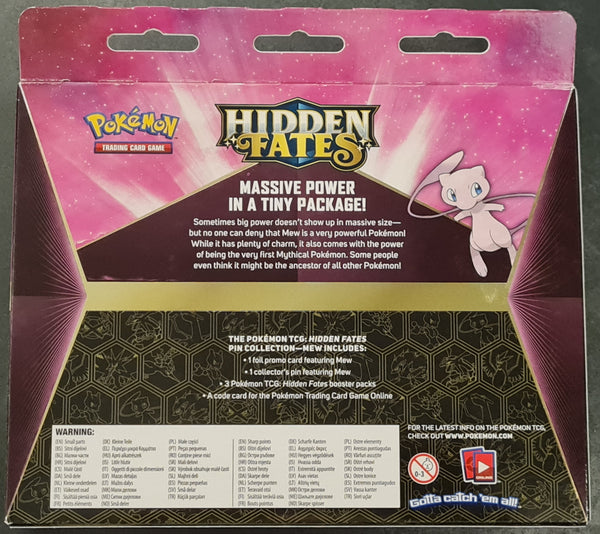 Pokemon Sun and Moon Hidden Fates Mew Pin Collection (3) Booster Pack Set