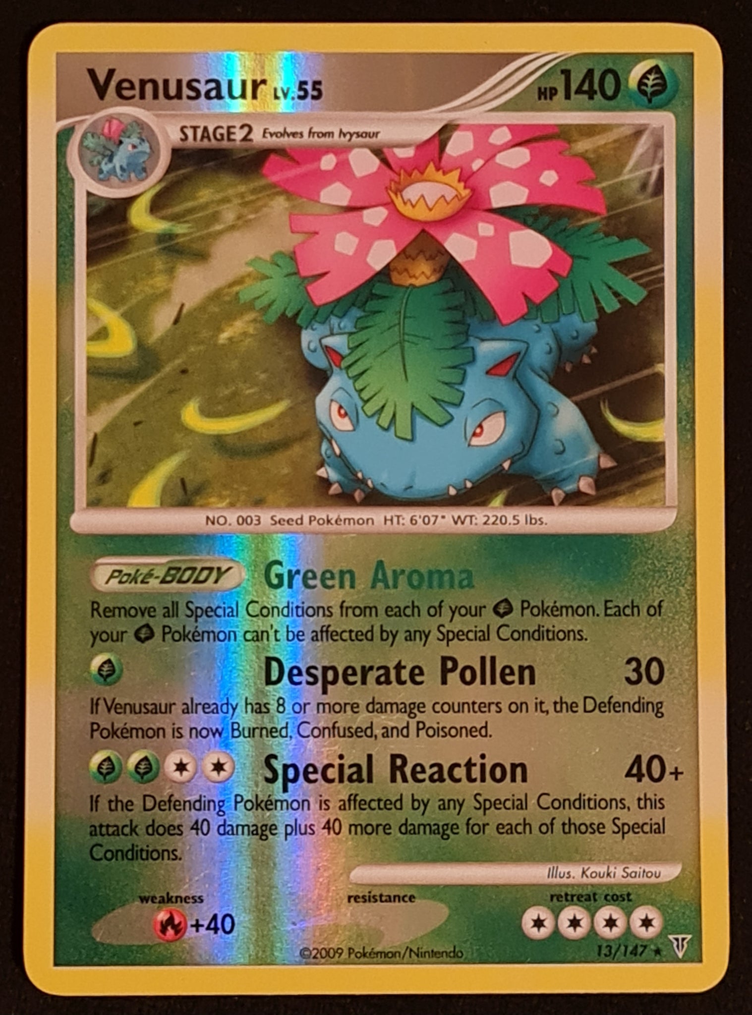 Pokemon Platinum Supreme Victors Venusaur Lv.55 #13/147 Reverse Holo Rare Trading Card