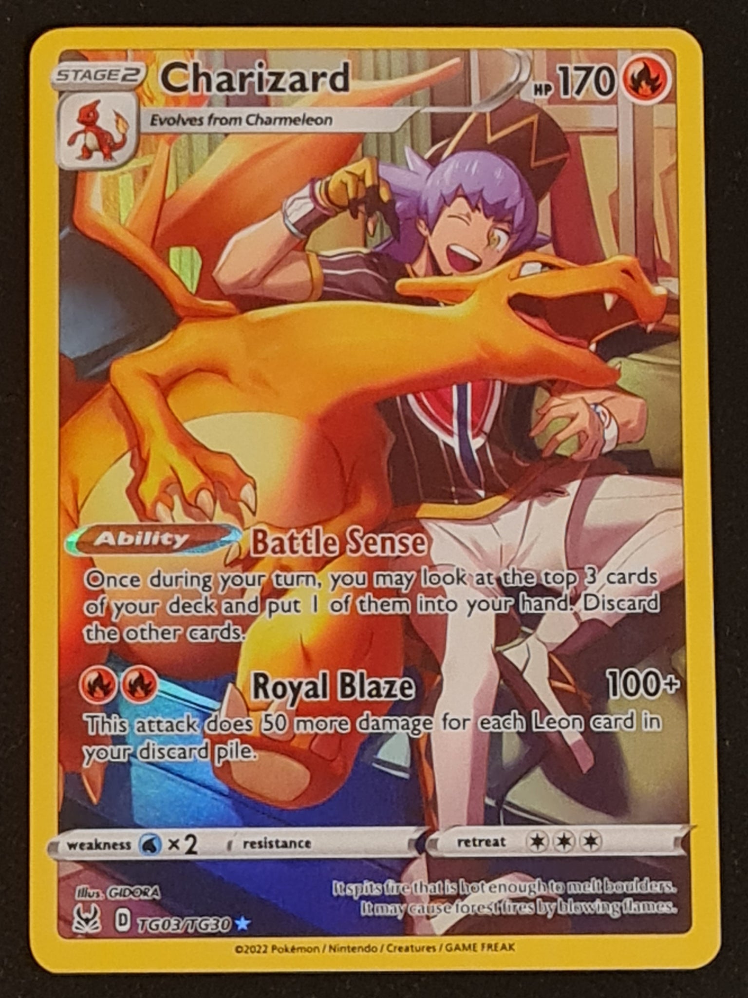 Pokemon Sword and Shield Lost Origin Charizard #TG03/TG30 Trainer Gallery Illustration Rare Holo Trading Card