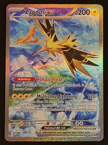 Pokemon Scarlet and Violet Mew 151 Zapdos Ex #202/165 Special Illustration Rare Holo Trading Card