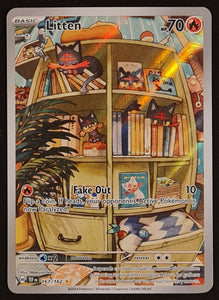 Pokemon Scarlet and Violet Temporal Forces Litten #167/162 Illustration Rare Holo Trading Card