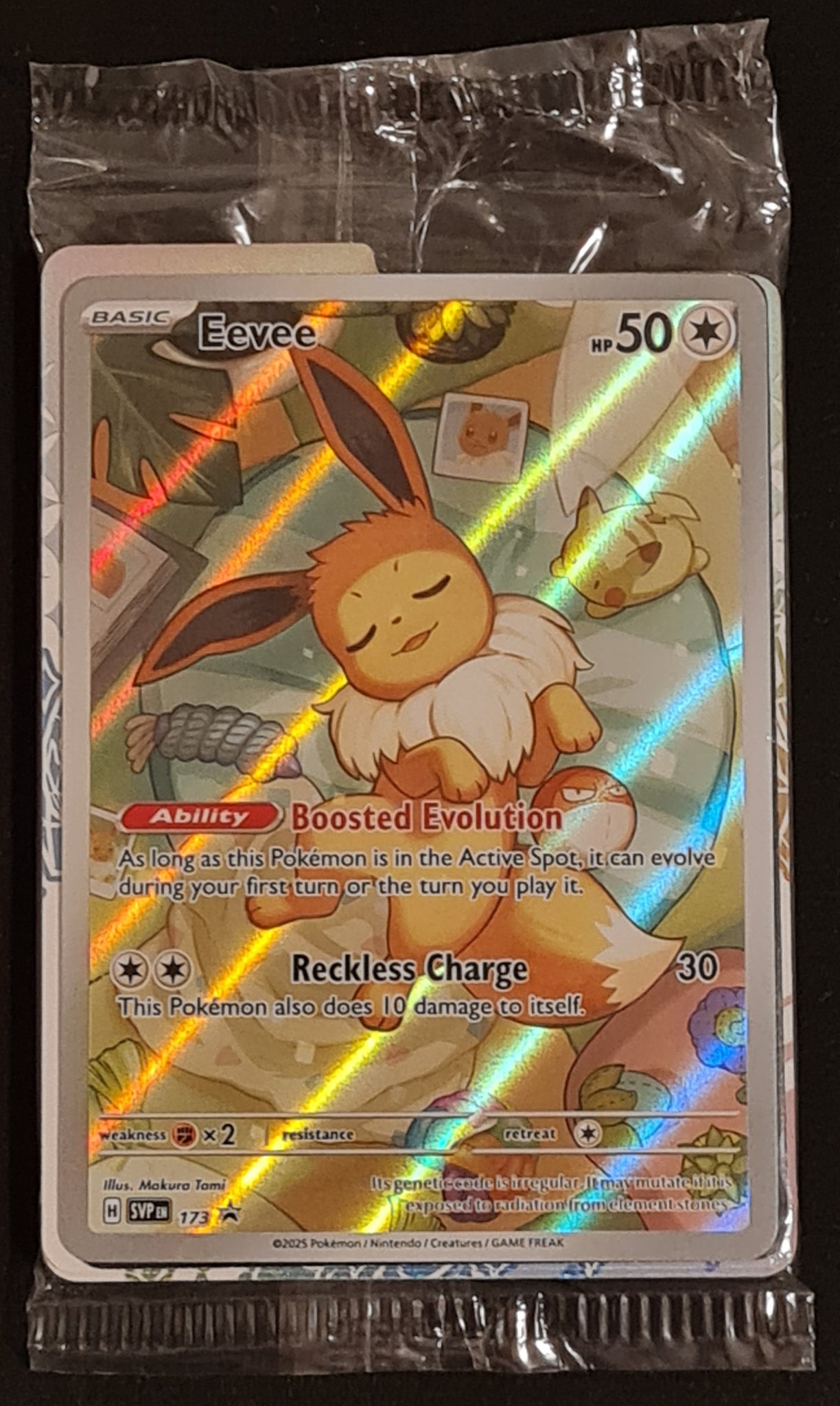 Pokemon Scarlet and Violet Prismatic Evolutions Eevee #SVP173 Sealed ETB Black Star Promo Holo Trading Card