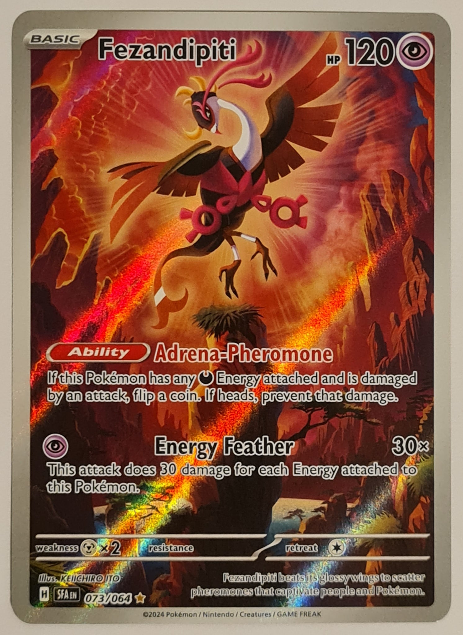 Pokemon Scarlet and Violet Shrouded Fable Fezandipiti #073/064 Illustration Rare Holo Trading Card