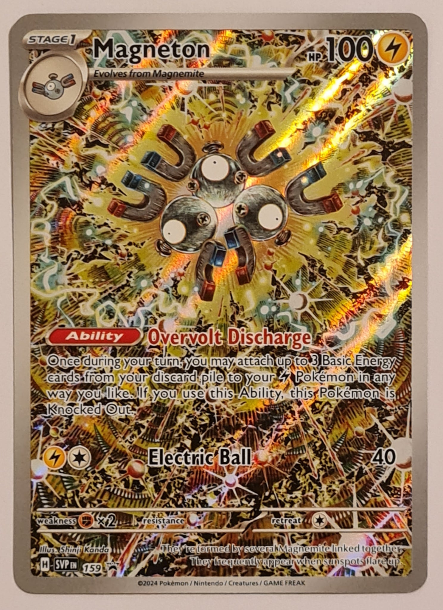 Pokemon Scarlet and Violet Surging Sparks Magneton #SVP159 ETB Black Star Promo Holo Trading Card