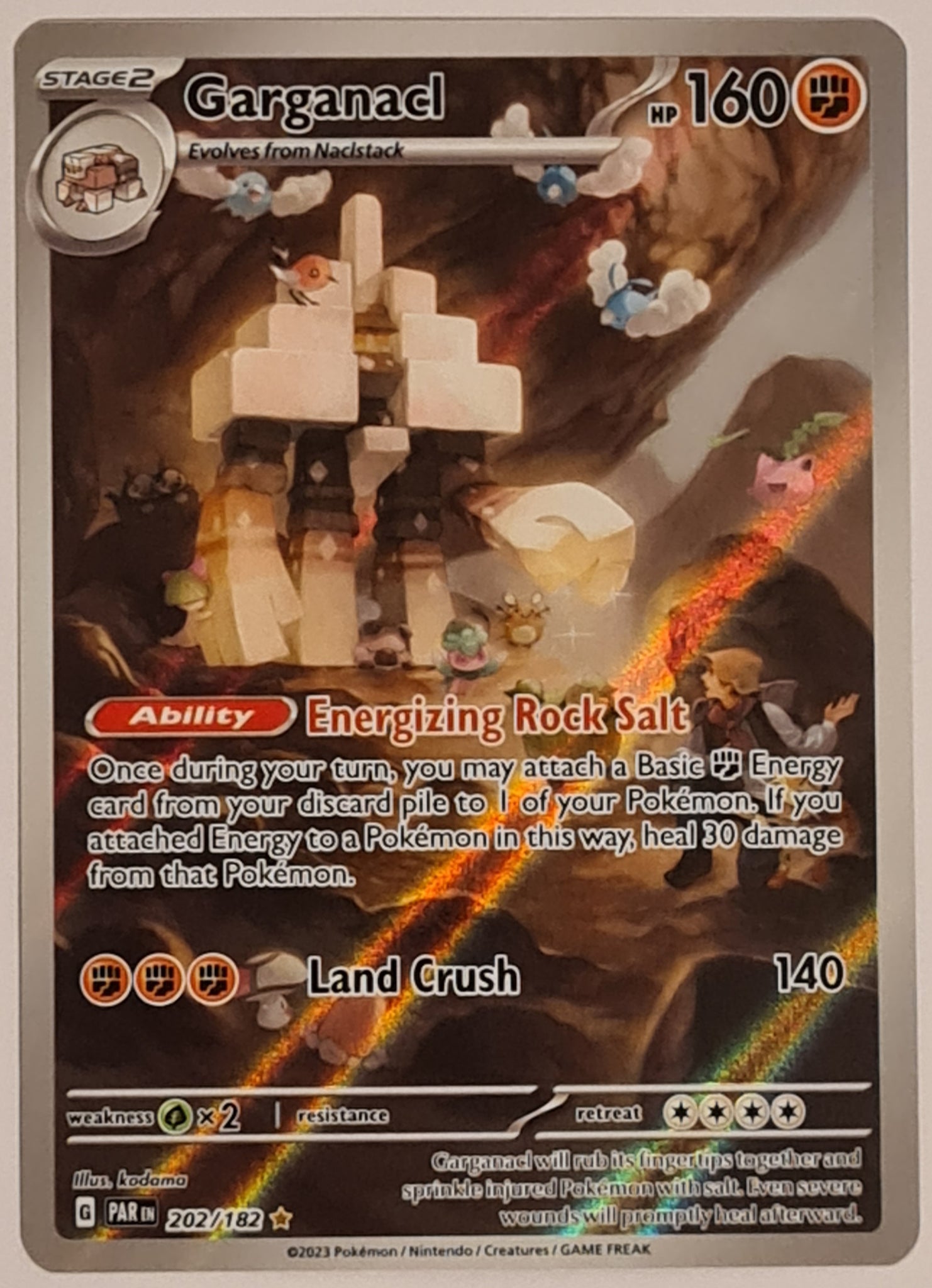 Pokemon Scarlet and Violet Paradox Rift Garganacl #202/182 Illustration Rare Holo Trading Card