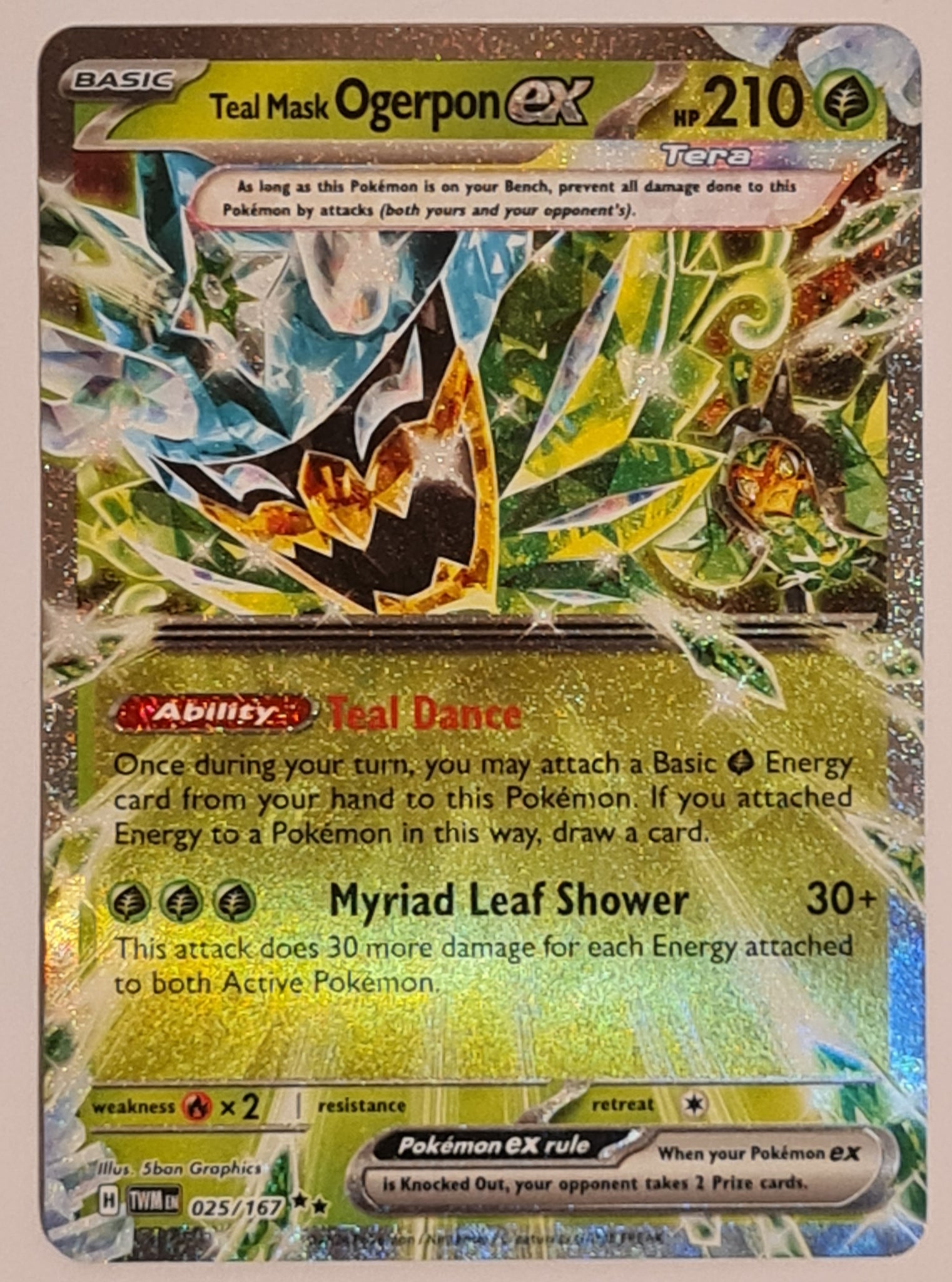 Pokemon Scarlet and Violet Twilight Masquerade Teal Mask Ogerpon Ex #025/167 Double Rare Holo Trading Card