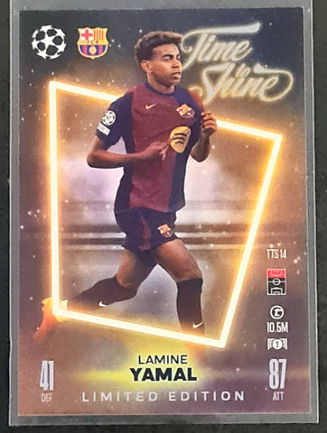 2024-25 Topps Match Attax Champions League Time to Shine Lamine Yamal #TTS14 Limited Edition Trading Card