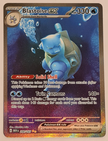 Pokemon Scarlet and Violet Mew 151 Blastoise Ex #200/165 Special Illustration Rare Holo Trading Card