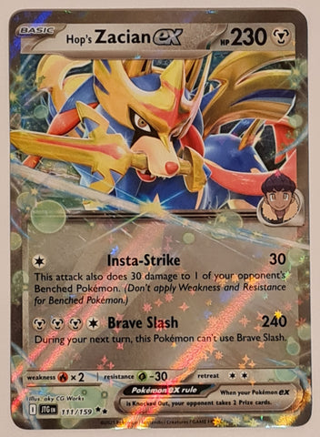 Pokemon Scarlet and Violet Journey Together Hop's Zacian Ex #111/159 Double Rare Holo Trading Card