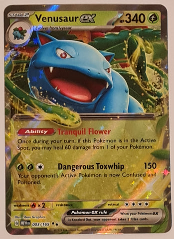 Pokemon Scarlet and Violet Mew 151 Venusaur Ex #003/165 Double Rare Holo Trading Card