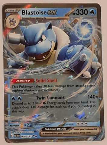 Pokemon Scarlet and Violet Mew 151 Blastoise Ex #009/165 Double Rare Holo Trading Card