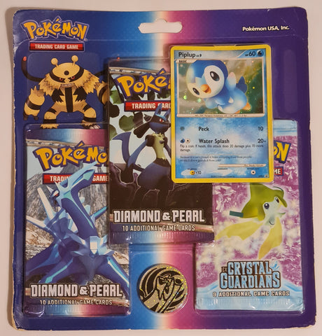 Pokemon Diamond and Pearl/Ex Crystal Guardians Sealed 3-Booster Blister Pack (w/ Piplup Promo Card)