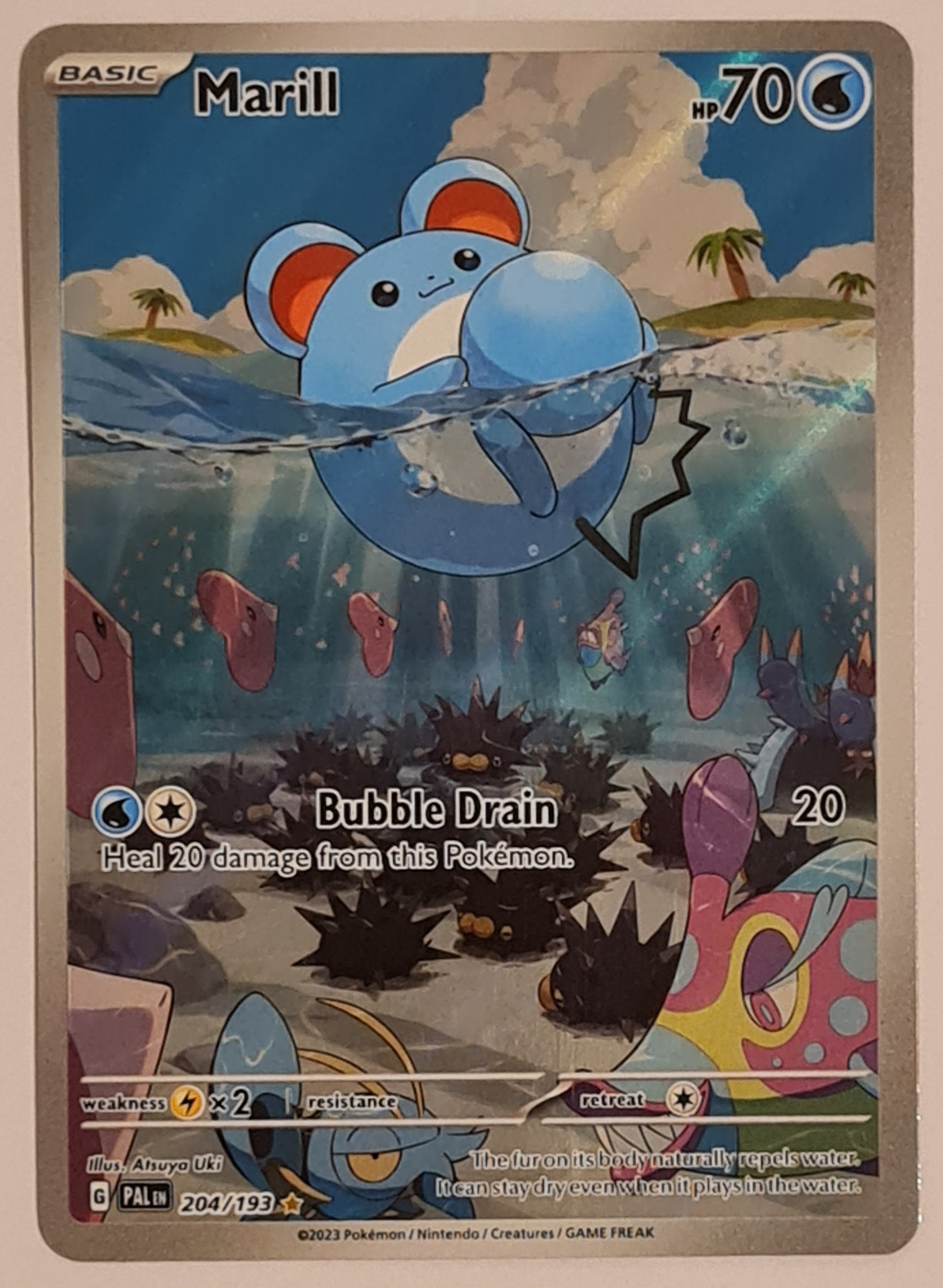 Pokemon Scarlet and Violet Paldea Evolved Marill #204/193 Illustration Rare Holo Trading Card Pokemon Scarlet and Violet Paldea Evolved Marill #204/193 Illustration Rare Holo Trading Card