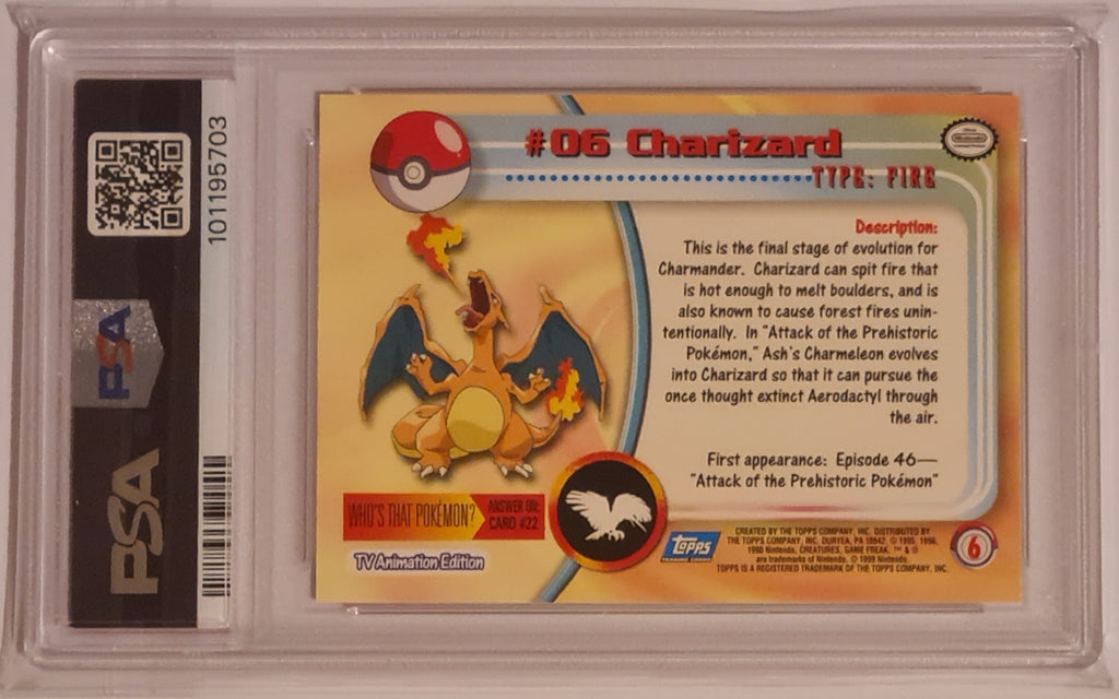 1999 Topps Pokemon TV Animation Series 1 Charizard #6 PSA 10/AUTO 10 T Rotterdam Comics 1999 Topps Pokemon TV Animation Series 1 Charizard #6 PSA 10/AUTO 10 T Rotterdam Comics