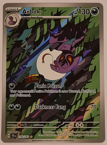 Pokemon Scarlet and Violet Temporal Forces Arbok #176/162 Illustration Rare Holo Trading Card