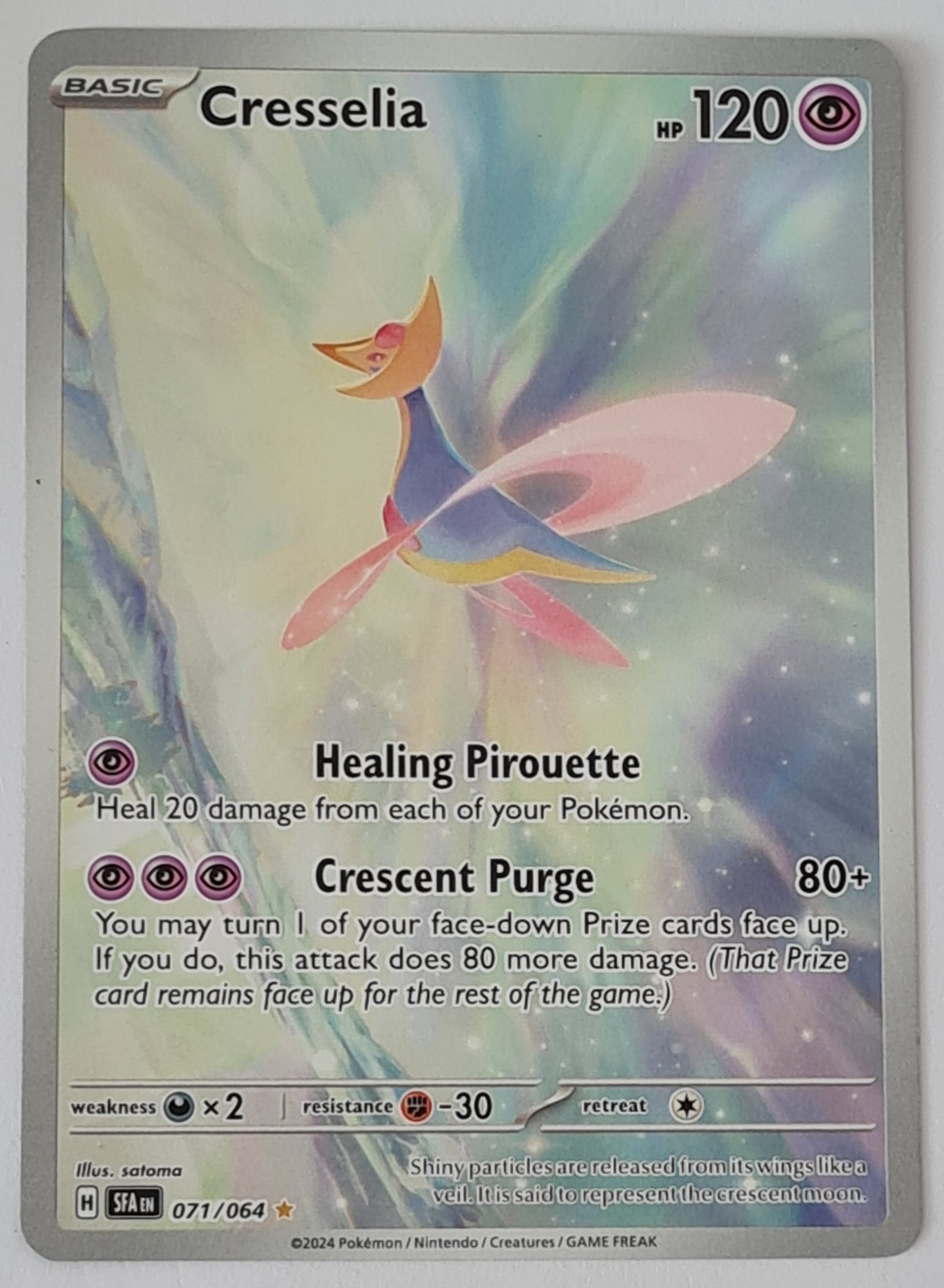 Pokemon Scarlet and Violet Shrouded Fable Cresselia #071/064 Illustration Rare Holo Trading Card
