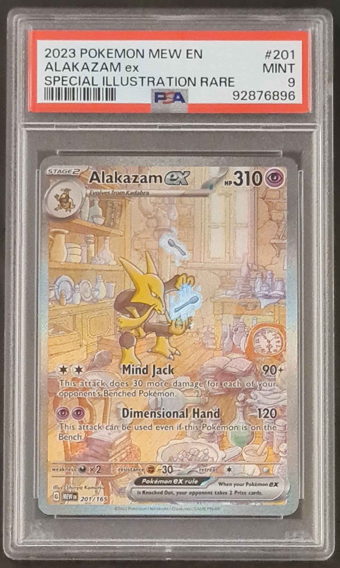 Pokemon Scarlet and Violet Mew 151 Alakazam Ex #201/165 PSA 9 Special Illustration Rare Holo Trading Card
