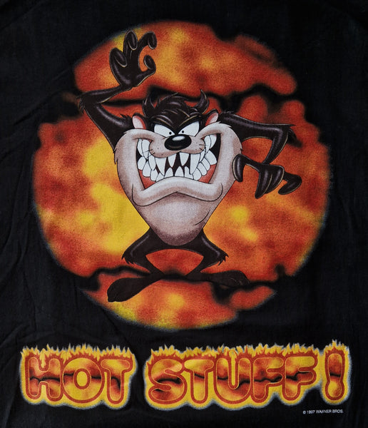1997 Looney Tunes - Taz Hot Stuff T-shirt XL Black (Vtg)