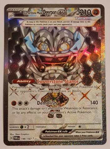 Pokemon Scarlet and Violet Twilight Masquerade Cornerstone Mask Ogerpon Ex #199/167 Ultra Rare Holo Trading Card